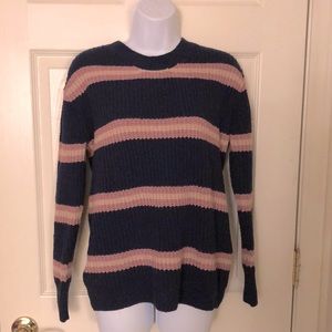 Soft Navy + Pink Knit Sweater